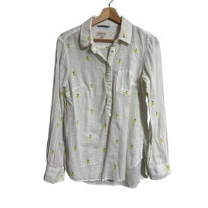 Merona Lemon Print Cotton Popover Shirt Medium